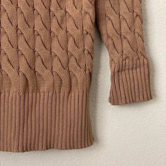 J. Crew Sweater Womens XS S Brown Cable Knit Side Slit Quiet Luxury Minimalist - Picture 6 of 12